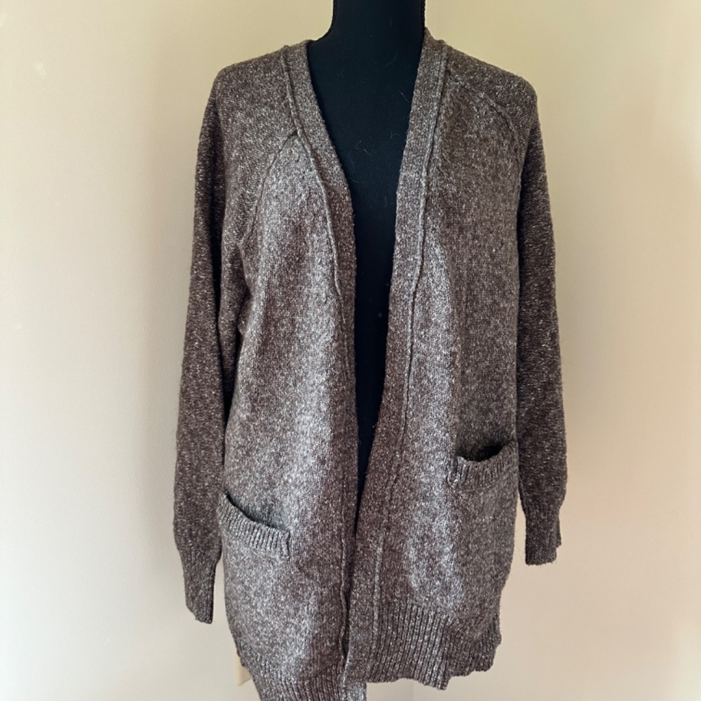 **LUCKY BRAND* Heather Brown Open-Front Long Sleeve Cardigan Sweater Size Medium